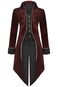SIAEAMRG Medieval Steampunk Tailcoat Halloween Costumes for Men Renaissance Pirate Vampire Gothic Jackets Vintage Warlock Frock Coat XL Red