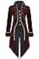 SIAEAMRG Medieval Steampunk Tailcoat Halloween Costumes for Men Renaissance Pirate Vampire Gothic Jackets Vintage Warlock Frock Coat M Red