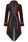 SIAEAMRG Medieval Steampunk Tailcoat Halloween Costumes for Men Renaissance Pirate Vampire Gothic Jackets Vintage Warlock Frock Coat M Red