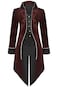 SIAEAMRG Medieval Steampunk Tailcoat Halloween Costumes for Men Renaissance Pirate Vampire Gothic Jackets Vintage Warlock Frock Coat M Red