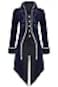 SIAEAMRG Medieval Steampunk Tailcoat Halloween Costumes for Men Renaissance Pirate Vampire Gothic Jackets Vintage Warlock Frock Coat S Blue