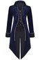 SIAEAMRG Medieval Steampunk Tailcoat Halloween Costumes for Men Renaissance Pirate Vampire Gothic Jackets Vintage Warlock Frock Coat S Blue