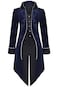 SIAEAMRG Medieval Steampunk Tailcoat Halloween Costumes for Men Renaissance Pirate Vampire Gothic Jackets Vintage Warlock Frock Coat S Blue