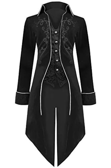 SIAEAMRG Medieval Steampunk Tailcoat Halloween Costumes for Men Renaissance Pirate Vampire Gothic Jackets Vintage Warlock Frock Coat S Black