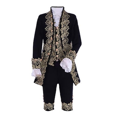 MelangCos Victorian Costume Mens Rococo Suit Prince Cosplay for Halloween L Black