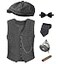 TOGROP 1920s Mens Costume Vest Hat Pocket Watch Accessories Set Adult Party Cosplay Dark Grey Medium