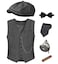 TOGROP 1920s Mens Costume Vest Hat Pocket Watch Accessories Set Adult Party Cosplay Dark Grey Medium