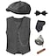 TOGROP 1920s Mens Costume Vest Hat Pocket Watch Accessories Set Adult Party Cosplay Dark Grey Medium