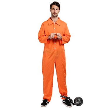 ReneeCho Mens Prisoner Costume Jail Bird Orange XLarge