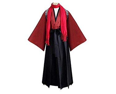 DJF Mens Kendo Hakama Aikido Japanese Samurai Costume Judo Martial Arts Uniform Red M BB2058AA