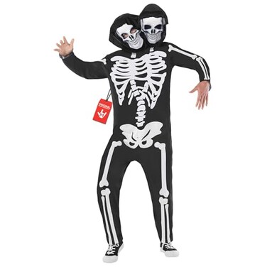 Morph Adult Men Skeleton Costume TwoHeaded Skeleton Outfit for Men Spooky Halloween Costume for Adults XLarge