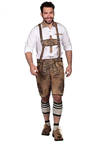 Lederhosen Store Oktoberfest Bavarian Herren Short Lederhosen for Men Traditional Authentic German Outfit Brown