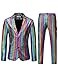 ZEROYAA Mens 70s Disco Suits Metallic Shiny Sequin Outfits Blazer and Pants Set Dance Party Costume Multicolor Large