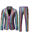 ZEROYAA Mens 70s Disco Suits Metallic Shiny Sequin Outfits Blazer and Pants Set Dance Party Costume Multicolor Large