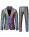 ZEROYAA Mens 70s Disco Suits Metallic Shiny Sequin Outfits Blazer and Pants Set Dance Party Costume Multicolor Large