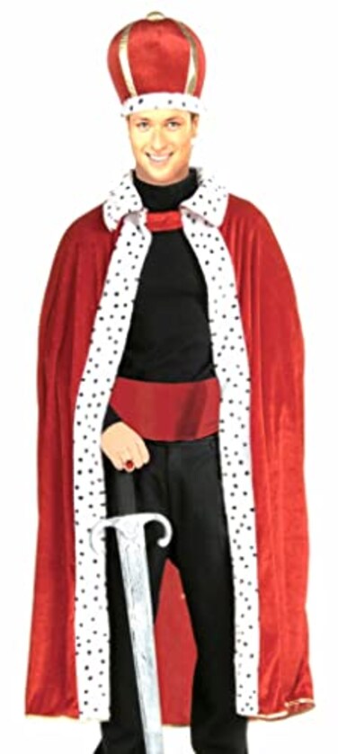 Rubies Mens King Robe and Crown Set Red One Size