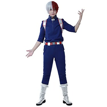 Miccostumes Mens Shoto Todoroki Cosplay Costume Uniform Blue Small