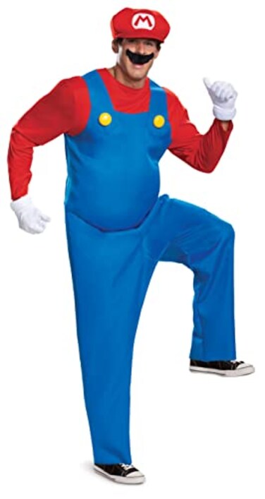 Disguise Mens Mario Costume Official Super And Hat Adult Sized Blue Medium US