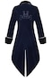 SIAEAMRG Medieval Steampunk Tailcoat Halloween Costumes for Men Renaissance Pirate Vampire Gothic Jackets Vintage Warlock Frock Coat L Blue