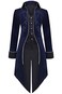 SIAEAMRG Medieval Steampunk Tailcoat Halloween Costumes for Men Renaissance Pirate Vampire Gothic Jackets Vintage Warlock Frock Coat L Blue