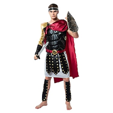 ReneeCho Men Roman Gladiator Solider Costume Halloween Adults Soldier Warrior Armor Spartan Costumes