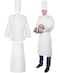 Hillban Halloween 3 Pcs Chef Unisex Costume Tall Hat Coat Bistro Apron Set Chef Jacket Coat Apron for ManLong SleeveWhiteLarge