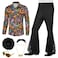 BONGZUO 70s Outfits for Men 6 Pcs Disco Outfit Retro Costume with Bell Bottom PantsZ3737STBKXL