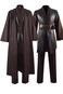 COSXINGYI Mens Costume Cosplay Hooded Robe Tunic Belt Halloween Leather Shoulder Strap Brown Suits