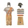 Cuzeolin Adults Chavo Costume Stripe TShirt Pants Suspenders with Hat Sets Cosplay Uniform Outfits L