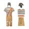 Cuzeolin Adults Chavo Costume Stripe TShirt Pants Suspenders with Hat Sets Cosplay Uniform Outfits L