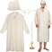 Cuffbow 5 Pcs Funny Pajama Set for Men Includes Mens Nightgown Sleeping Cap Glasses Candle Holder with CandleBeigeLarge