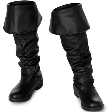 Ramede Medieval Pirate Boots Men Halloween Renaissance Boots Gothic Cosplay Costume for MenUs10Black