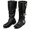 Cuffbow Pirate Costume Boots for Men Medieval Renaissance Steampunk Cosplay Boots Halloween Gothic Button Leather Shoes13Black
