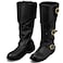 Cuffbow Pirate Costume Boots for Men Medieval Renaissance Steampunk Cosplay Boots Halloween Gothic Button Leather Shoes13Black