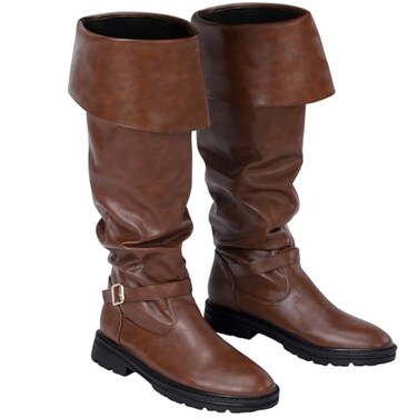 Ramede Medieval Pirate Boots Men Halloween Renaissance Boots Gothic Cosplay Costume for MenUs13Brown