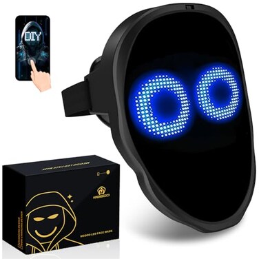 MEGOO Led Mask with Bluetooth Programmable AppShining Led Light Up Digital Face Changing Mask for Adult Kid Halloween Masquerade Party Battery