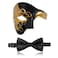 FunMular Masquerade Mask for Men Phantom of The Opera Half Face Mask with Bowtie Venetian Masks for Halloween Party Black Gold 2