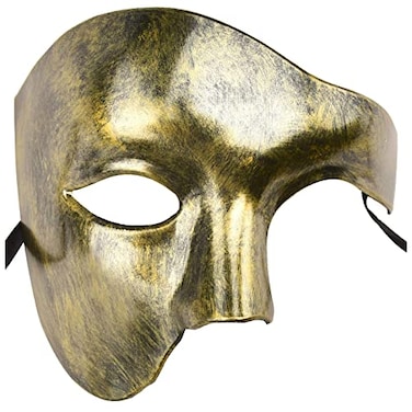 KEFAN Mens Mask Masquerade Mask Phantom of The Opera Half Face Mask Gold