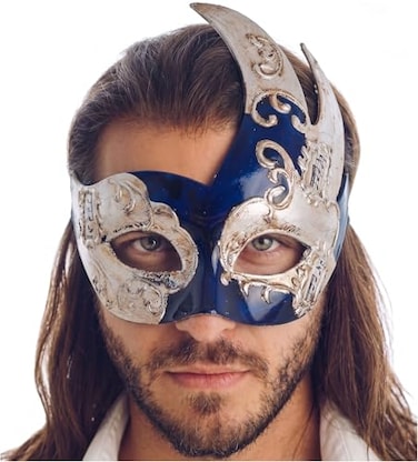 Luxury Mask Masquerade Mask for Men Musical Checkered Vintage Design Mask for Mardi Gras Prom and Masquerade Party