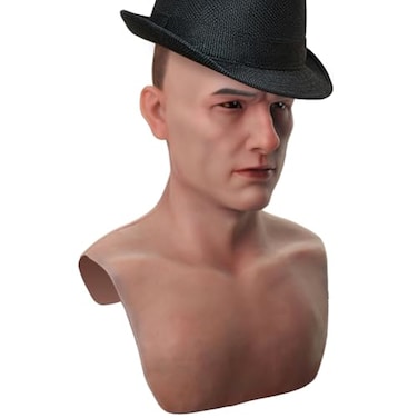 LCUPPON Realistic Silicone Mask Male for Cosplay Crossdressing Young Man Silicone Mask Ivory