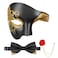 FunMular Masquerade Mask for Men Phantom of The Opera Mask Half Face with Bowtie Brooch for Halloween Mardi Gras Party