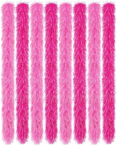 Jexine 8 Pcs Feather Boas Bulk Artificial Fluffy Boas Decor for Wedding Costume Dress Tea Party Supplies 5 ftPinkRose