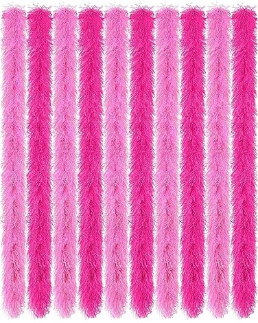 Taiyin Feather Boas Artificial Fluffy Boas Bulk Decoration for Wedding Costume Halloween Birthday XmasPink Rose Red16 Pcs