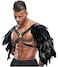 L'VOW LVOW Mens Feather Shoulder Armor Medieval Leather Harness Shoulder Guards Halloween Demon CosplayBlack2