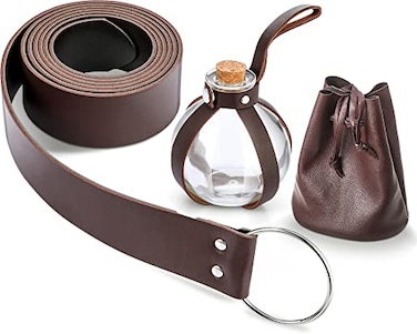 Sintege Renaissance Costume Accessories Women Medieval Viking Potion Bottle Belt Medicine Drawstring Pouch for HalloweenBrown