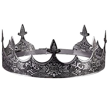 CROWN GUIDE Silver King Crown for Men Adjustable Medieval Gothic Tiara Hair Accessory for Wedding Cosplay Birthday Prom