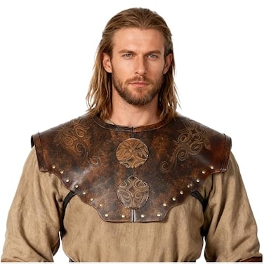 L'VOW LVOW Viking Leather Breastplate Medieval Chest Armor Renaissance LARP Knight Cosplay Warrior Costume AccessoryBrown
