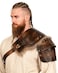 L'VOW LVOW Men Medieval Fur Shoulder Armor Adjustable Leather Pualdron Warrior Viking Leather Armor for Halloween LARP CosplayBrown