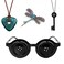 Coraline 6PCS Button Glasses Key Necklace Emerald Necklace Dragonfly Hair Clip Combo Set