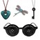 Coraline 6PCS Button Glasses Key Necklace Emerald Necklace Dragonfly Hair Clip Combo Set